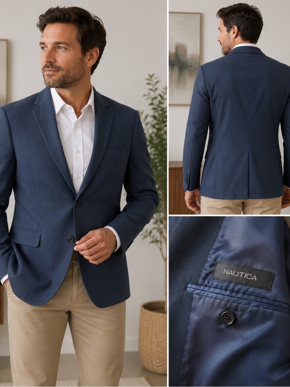 Nautica Men's Tailored Navy Blazer